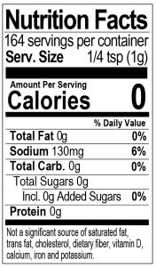 Bone Suckin Steak Seasoning Nutritional Panel