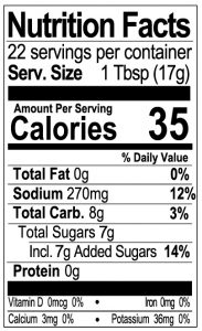Ginger Sesame Nutritional Panel