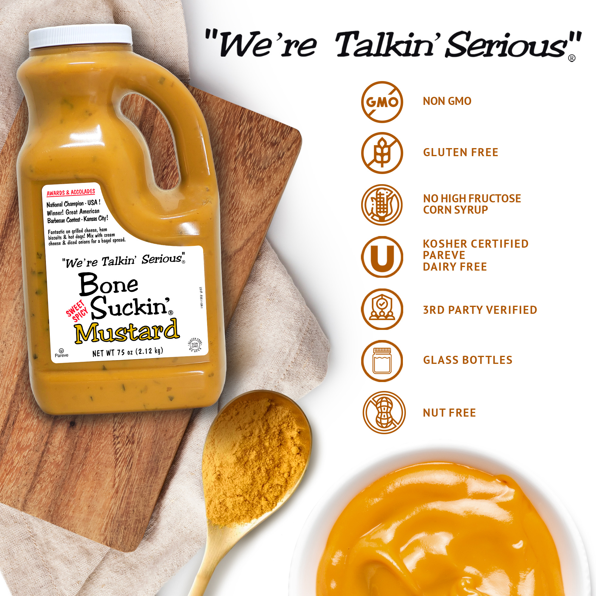 Bone Suckin' Mustard Sweet Spicy 75 oz. Jug
